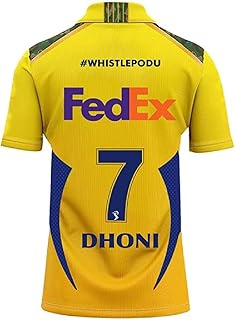Dhoni 7 Cricket Team Jersey 2026 Csk New Tshirt for (Boys & Men)(Medium 38) Mult