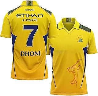 Sports Chennai Thala Dhoni 7 CSK Jersey 2024(Kid's, Boy's & Men's) (15_16 Years,