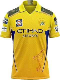Men Polycotton Regular Fit Sports Cricket CSK Jersey New 2025 Dhoni 7 MSD 18 T-S