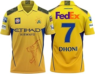 Dhoni 7 Csk Cricket Team Official Jersey Tshirt 2025/2026 (Boys,Kids,Men)(Medium