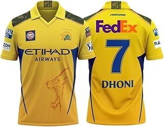 CSK Jersey 2025/2026 Dhoni 7 Jersey for Men(10-11Years) Multicolour