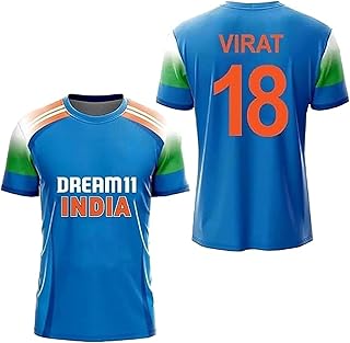 India ODI Jersey 2026 | Virat 18 Jersey for (Kids,Men & Boys)(7-8Years,Multicolo