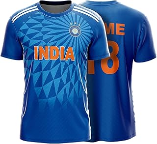 YOURJERSEY India T20 2023 Cricket Jersey | Personalized Custom Name & Number Blu