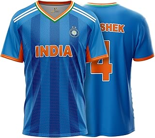 YOURJERSEY Indian T20 Jersey 2026 V Neck | Custom Name & Number Cricket Jersey f