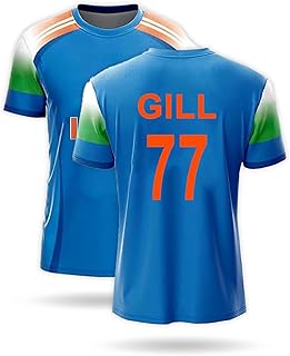 LOOPSTITCH Shubman Gill Jersey 77 Number National Team Cricket Jerseys Team Men'