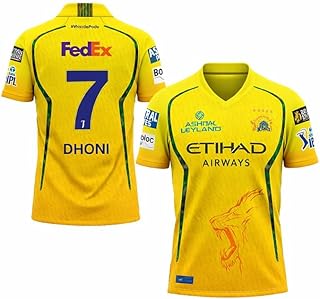 New CSk Jersey 2026 Dhoni Yellow Tshirt for (Kids&Men&Boys)