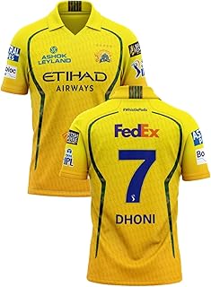 New CSK Jersey 2026 Dhoni Yellow Tshirt for (Kids,Men&Boys) (Kid's,Boy's & Men)