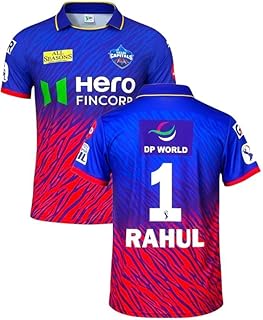 Rahul No. 1 Jersey | IPL Cricket T-Shirt for Men | Blue Red Sports Fan Jersey | 