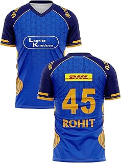 RockinRetailz New Rohit Sharma 45 Mum Indian Cricket Jersey 2026 Half Sleeve Blu