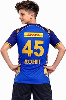 RockinRetailz New Rohit Sharma 45 MMII Cricket Jersey 2026 Blue for Kids